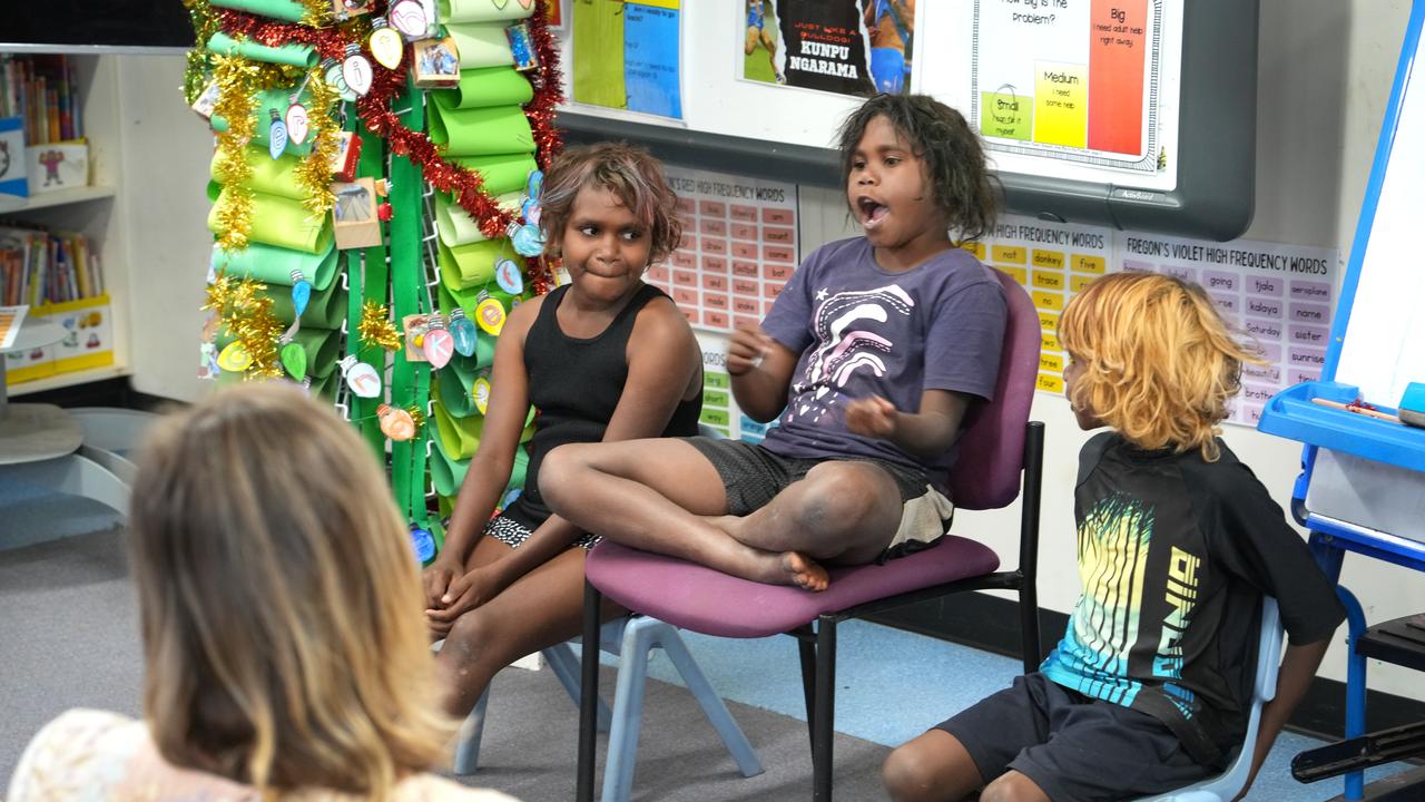 Students in the library at the soon-to-be-renovated Fregon Anangu School. Picture: Dean Martin