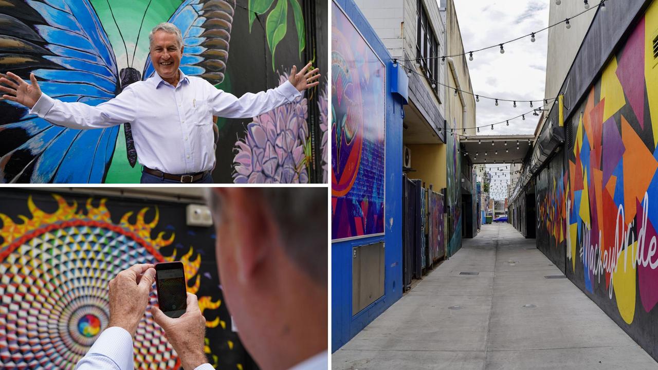 Mackay Mayor Greg Williamson is excited about activation events coming to Fifth Lane including the new QR codes that allow you to bring an artwork to life. Picture: Heidi Petith