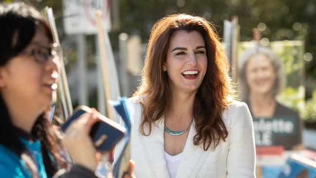 Liberal candidate for Bradfield, Gisele Kapterian, talking to voters in Chatswood.