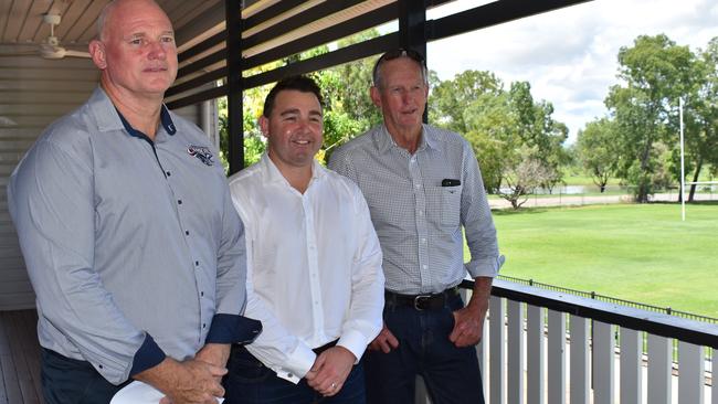 CQ Capras' CEO and Dolphins' CEO Terry Reader and head coach Wayne Bennett look over Rockhampton Grammar School’s Rugby Park.