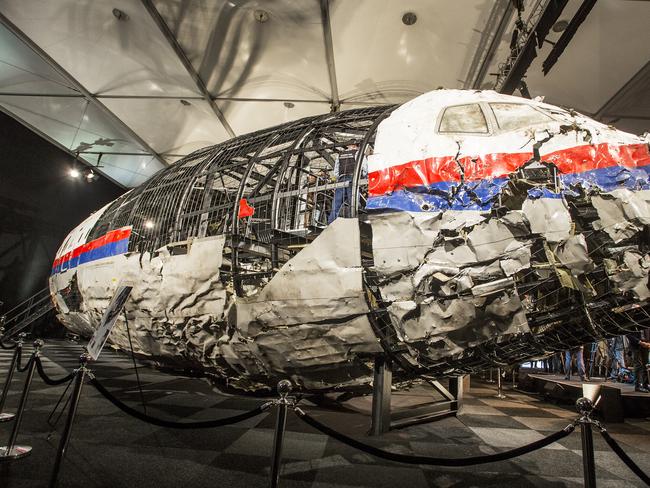 The partially reconstructed Malaysia Airlines plane. Picture: Ella Pellegrini