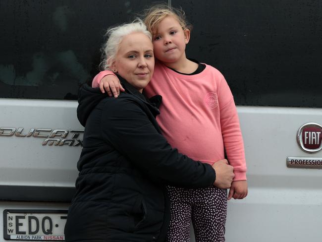 Business manager Michelle Jones, daughter Skyla and their failed Fiat. Picture: Gary Ramage