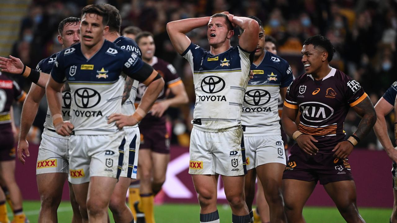 NRL 2021 RD20 Brisbane Broncos v North Queensland Cowboys - dejected Picture NRL Images