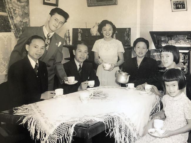 The Pang family pictured in Sydney probably in the early 1950s. Sally Rippingdale (nee Pang) is the youngest child of seven siblings, at the front.