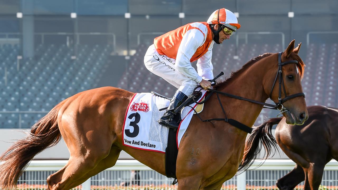 Vow And Declare, winner of the 2019 Melbourne Cup, ridden by Damien Oliver prior to the Stella Artois Caulfield Cup at Caulfield Racecourse on October 17. Picture: Brett Holburt/Racing Photos via Getty Images.