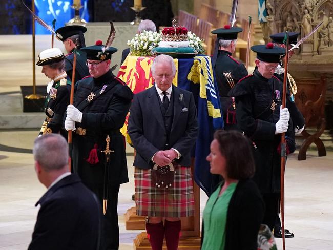 King Charles III, Princess Anne, Prince Edward, and Prince Andrew hold Vigil over the Queen’s coffin. Picture: AFP