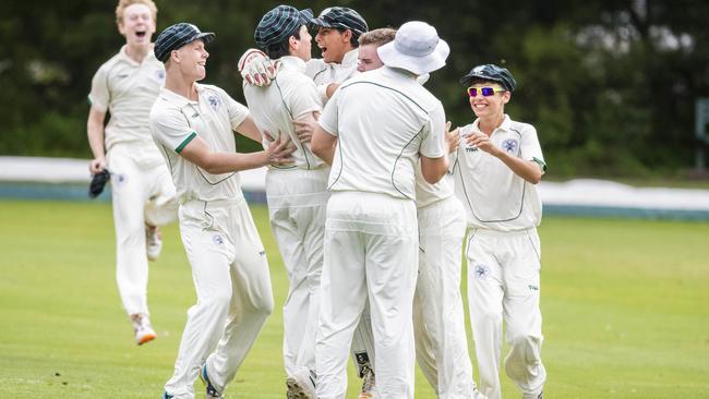 BBC celebrate a wicket last Saturday. (AAP Image/Richard Walker)