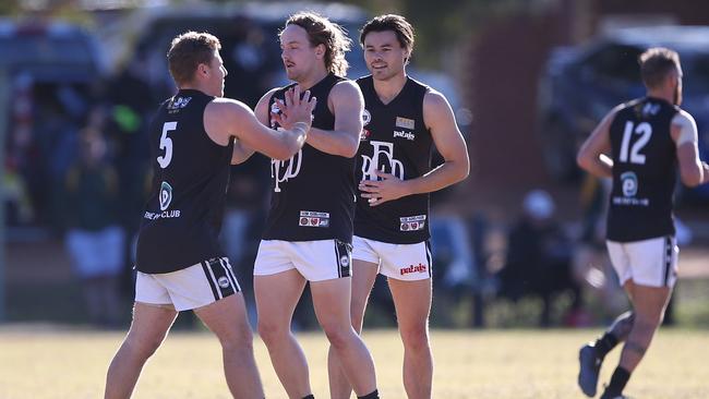 Port celebrates a goal against Salisbury North on July 1, 2017 (AAP Image/James Elsby)