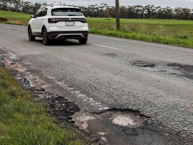 The Weekly Times- Country VictoriaÃs terrible roads.Picture- Nicole Cleary