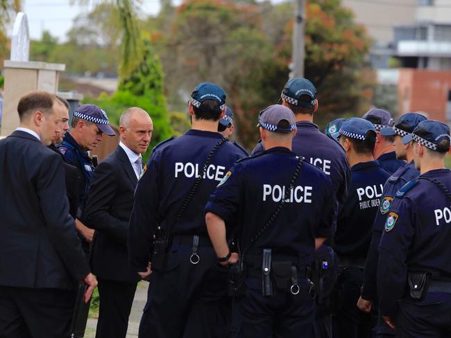 Police at the scene where Sydney crime kingpin Pasquale Barbaro was shot dead.Picture: Dylan Robinson