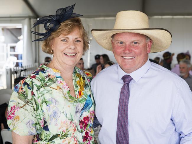 Cathy Vellacott and Joe Flynn at the Clifton Races hosted by Clifton Jockey Club, Saturday, October 28, 2023. Picture: Kevin Farmer