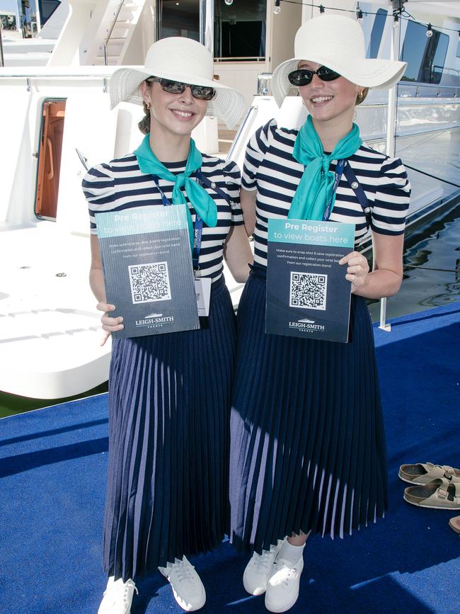 Mollie Aden and Isabella Rain at the Sanctuary Cove Boat Show. Picture: Glenn Campbell