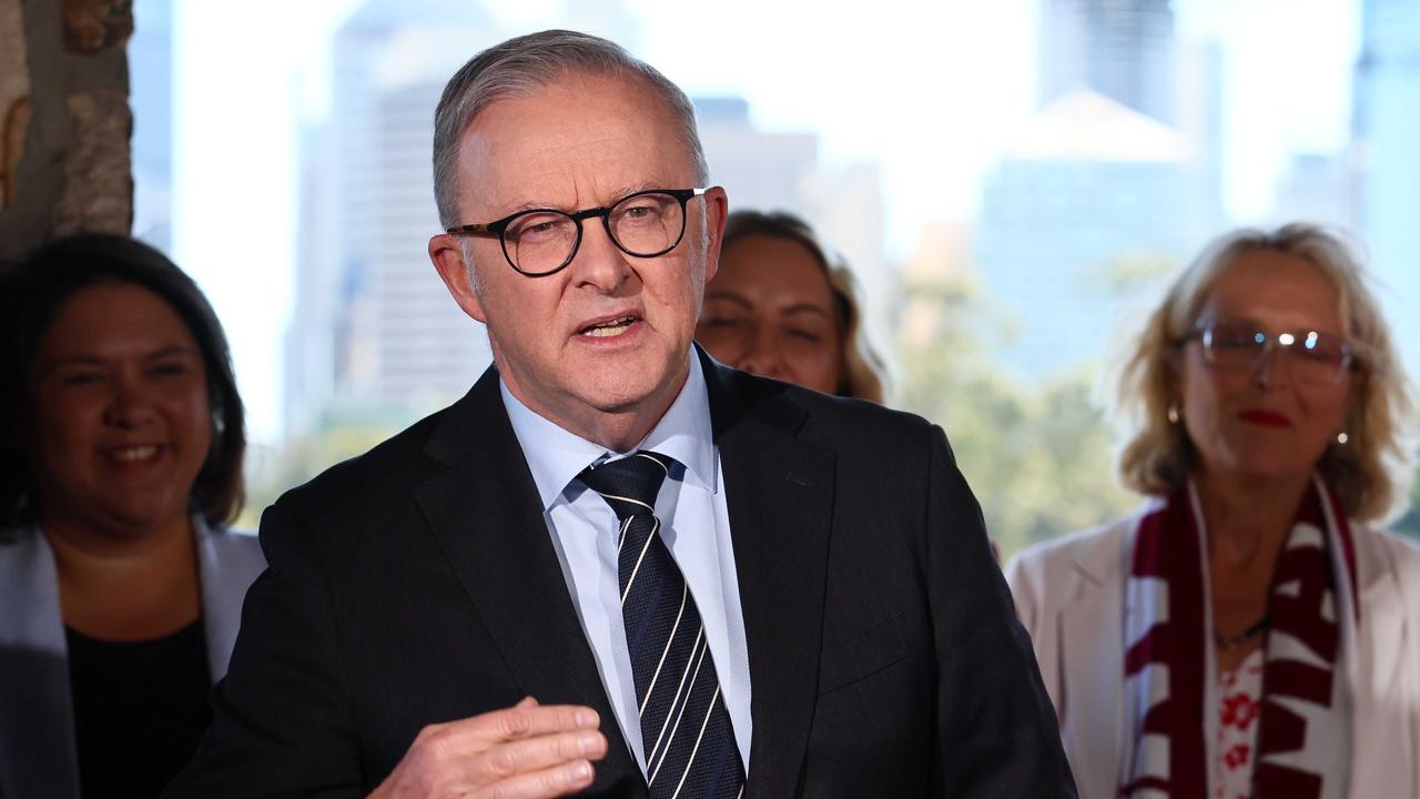 Australian Prime Minister Anthony Albanese during a press conference in Brisbane. Picture: Tertius Pickard