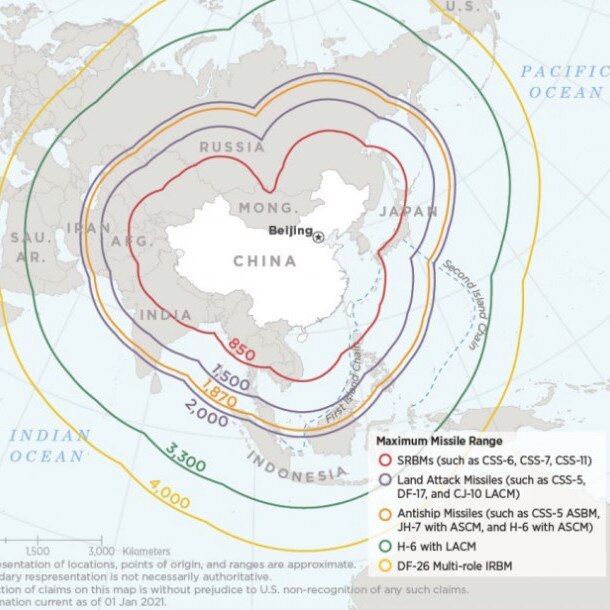 Maximum missile range. Picture: Department of Defence.