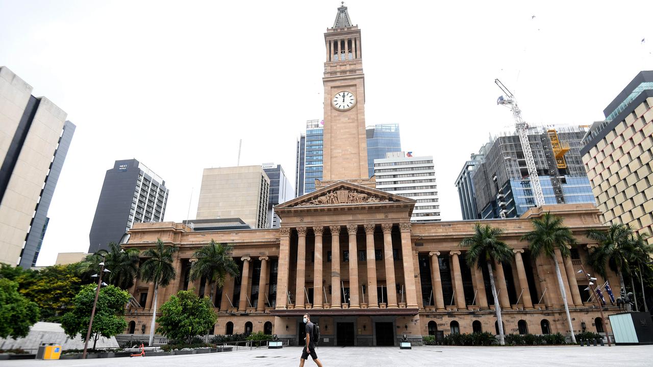 A near-empty King George square, during the first day of COVID-19 lockdown in Brisbane. Picture: NCA NewsWire / Dan Peled