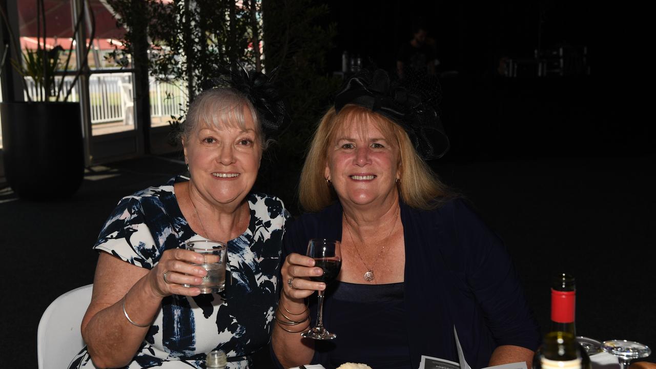 Wendy Trewartha and Jenette Hoffmann at the Darwin Turf Club Bridge Toyota Ladies' Day / Derby Day. Picture: KATRINA BRIDGEFORD