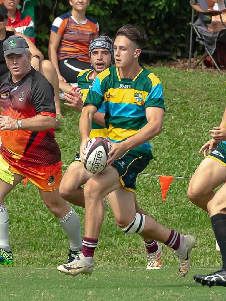 Lachie Franklin making a break for the South East Queensland team. Picture: Chris Lodge