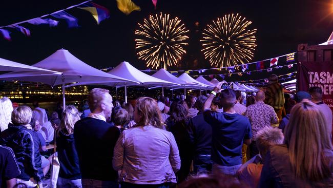 Fireworks at the Taste of Tasmania NYE party. Picture: LUKE BOWDEN