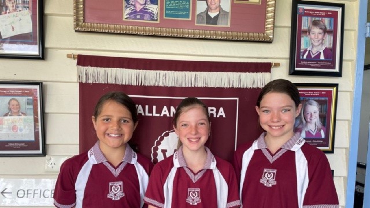 Wallangarra State School 2022 indigenous leader Ruby Kirk with school captains Mikayle and Indianna Harding.