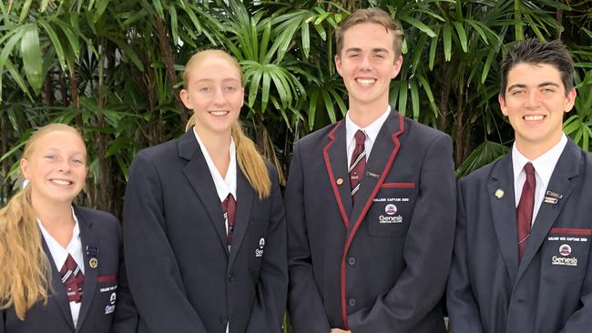 Genisis Christian College 2020 college captains (L to R): Madison Gallaway, Tina Serafino, Cal Dippelsmann and Brice McKeown.