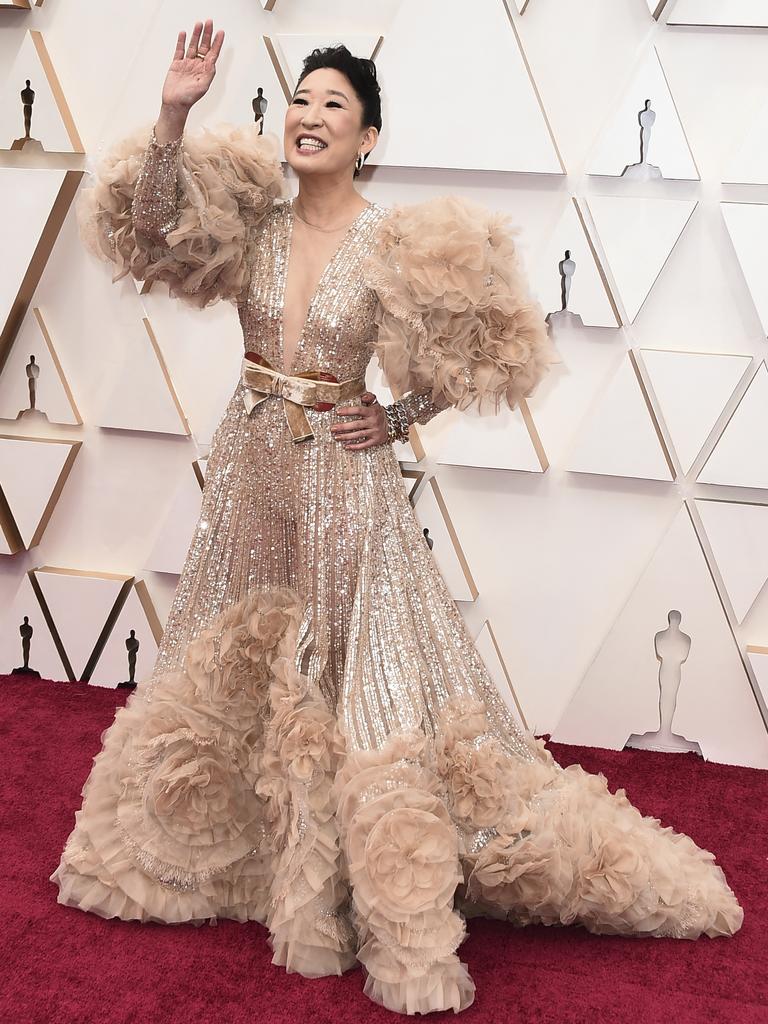 Sandra Oh...my they are some power shoulders right there. Get out of her way on the red carpet, people. Picture: AP