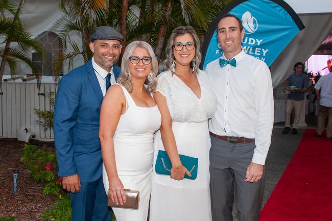 Michael Vella, Rebecca Vella, Kelly Menzies and Chris Menzies at Mantra Mackay for a Touch of Teal Soiree Trudy Crowley Foundation fundraising event 2022 Picture: Michaela Harlow