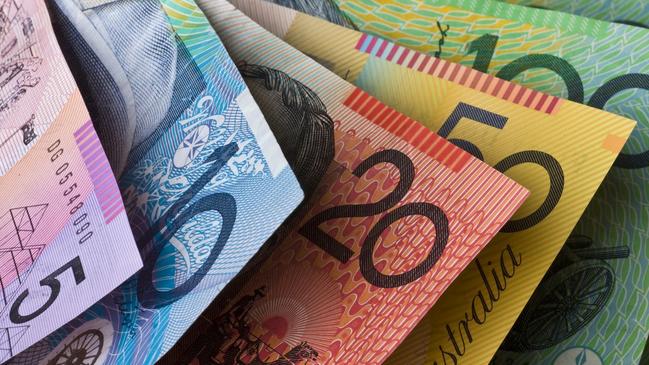 "Stock Photo of Australian Money, Five, Ten, Twenty, Fifty and One Hundred Dollar Notes"