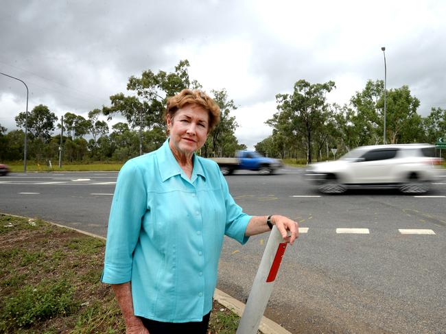 Glenda Mather at the intersection of Artillery Rd, Dairy Inn Rd and Yeppoon Rd.