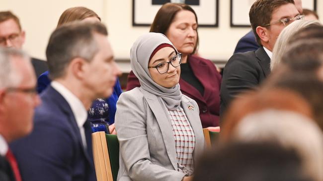 Senator Fatima Payman last sat in caucus last week, just hours before crossing the floor to vote against government policy. Picture: NewsWire / Martin Ollman