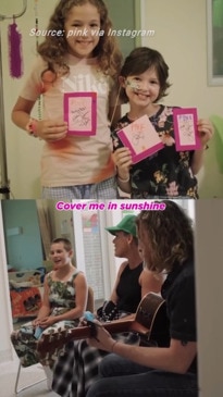 Pink visits sick kids at Melbourne children's hospital