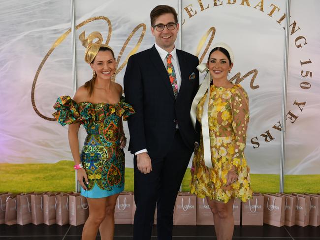 . Fashions on the Field judges Danielle Rissman, Matthew Keating and Annaleisa Gedoun. Picture: Evan Morgan