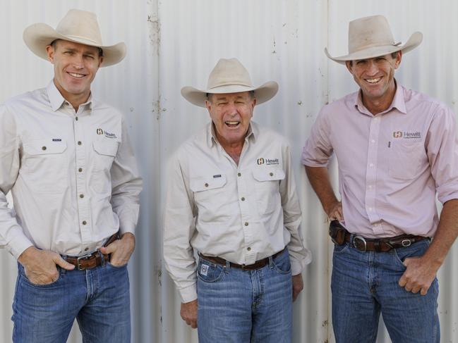 Mick, Colin and Ben Hewitt have grown their business to more than three million hectares. Picture: Glenn Hunt