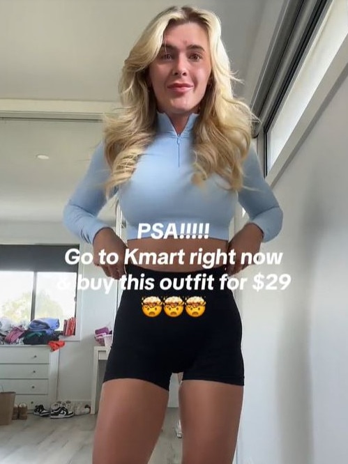 A fitness influencer has showed off the outfit she bought at Kmart for just $29. Picture: TikTok/amymegna