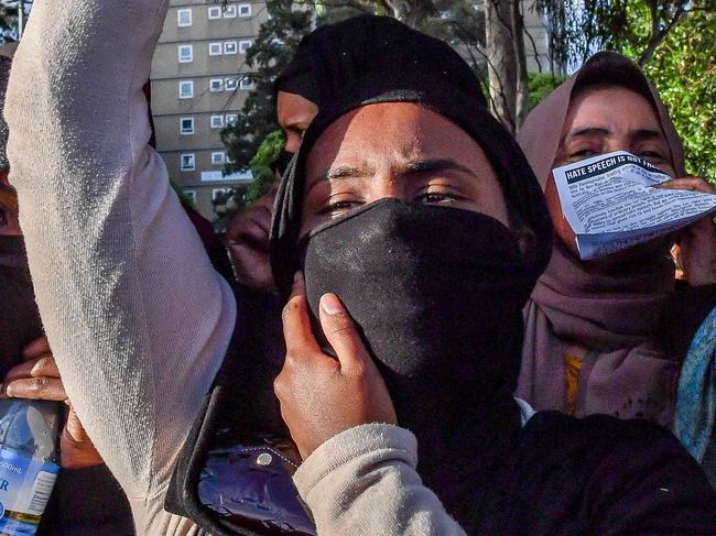 British political commentator Milo Yiannopoulos will speak at his two Troll Academy Tour shows at the Melbourne Pavilion in Flemington. Protesters from the adjacant commission flats yell at members from far right affiliated groups. Picture: Jake Nowakowski