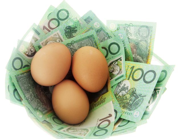 Australian money on white, superannuation nest egg generic money