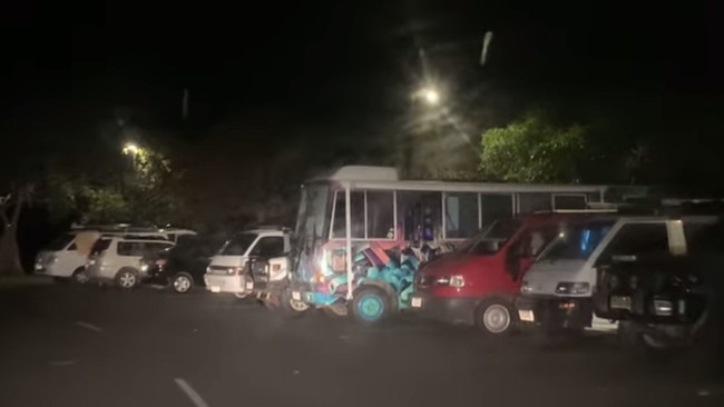 A video posted to social media of campervans and 4WDs lining the carpark of the Noosa Woods and Spit area set the internet ablaze with fed up locals airing concerns. Photo: Social media