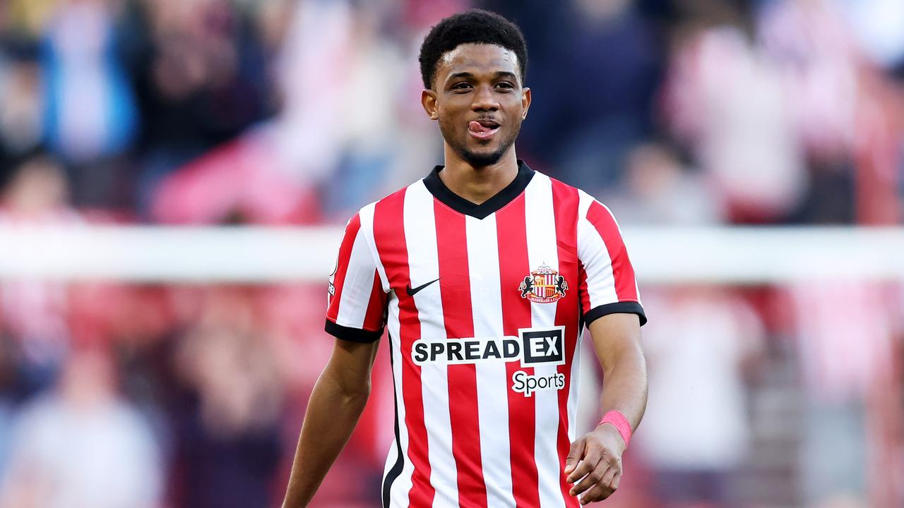SUNDERLAND, ENGLAND - MAY 13: Amad Diallo of Sunderland celebrates following the team's victory during the Sky Bet Championship Play-Off Semi-Final First Leg match between Sunderland and Luton Town at Stadium of Light on May 13, 2023 in Sunderland, England. (Photo by George Wood/Getty Images)