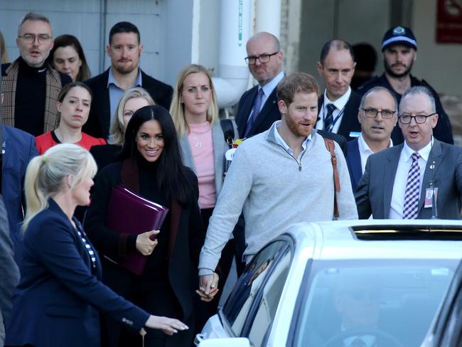 Meghan and Harry arrive in Sydney. Picture: John Grainger