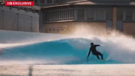 “Pretty sick” declared one of the The Break Surf &amp; Stay wave pool at Aldinga owners said. Picture: 9 News Adelaide