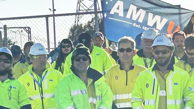 AMWU members strike at Osborne Naval Shipyard. Picture: Supplied