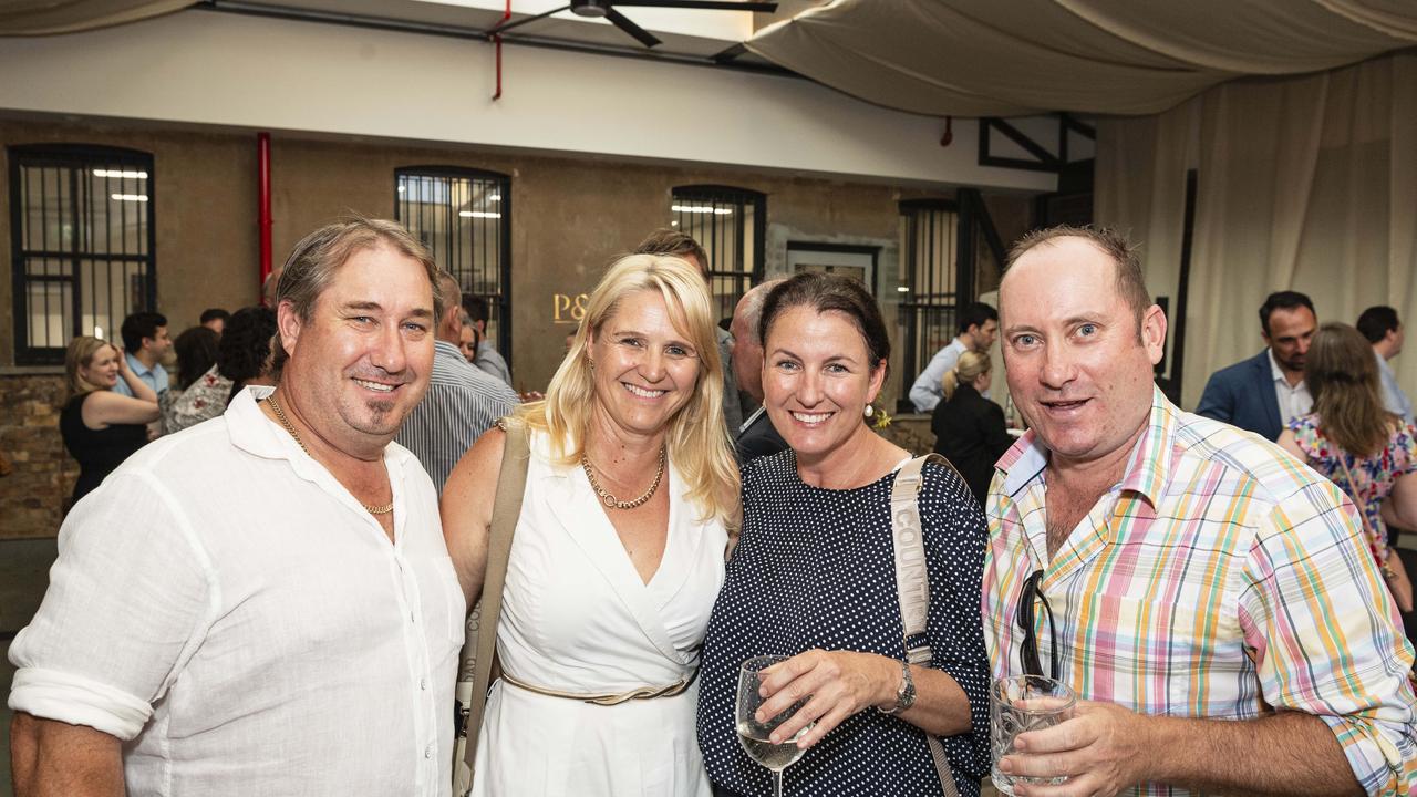 At the Patterson &amp; Co Family Law opening function are (from left) Marty Weier, Tania Weier, Clare Siddins and Cameron Strachan at the Rowes Building, Friday, February 7, 2025. Picture: Kevin Farmer