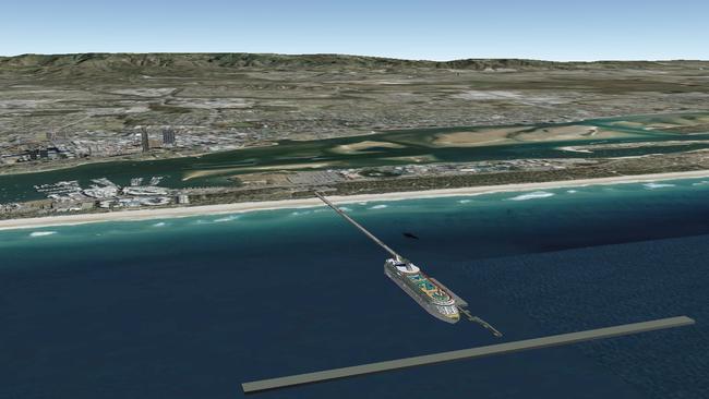 A proposed Gold Coast Cruise Ship Terminal off The Spit.