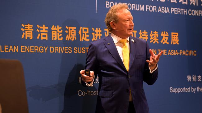 Andrew Forrest makes a passionate speech about climate change at the Boao Forum for Asia Agenda. Picture: NCA NewsWire / Sharon Smith