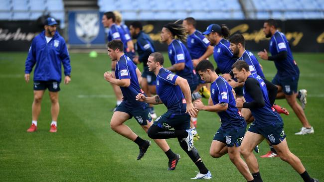 Canterbury-Bankstown Bulldogs players at training. Picture: AAP