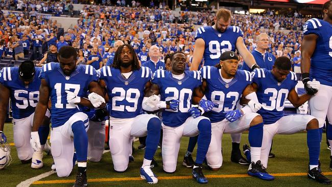 Indianapolis Colts stand and kneel for the national anthem.   <i>Picture: Getty Images</i>