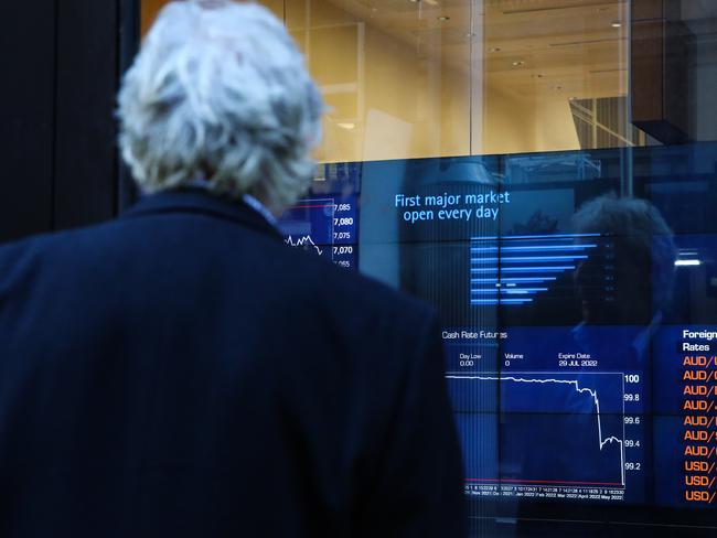 SYDNEY, AUSTRALIA - NEWSWIRE PHOTOS June 06 2022:  A general view of the digital boards at the ASX in Sydney. Picture NCA Newswire/ Gaye Gerard.