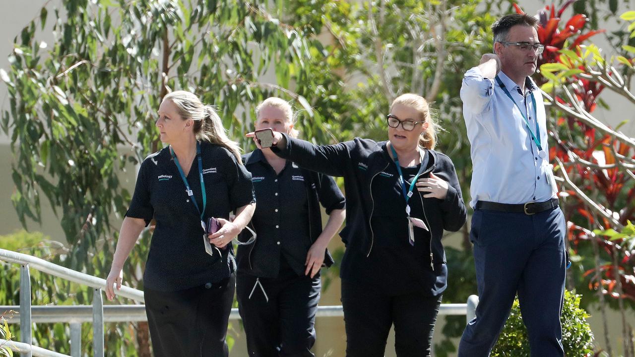 Queensland Government pathology workers arrive at Brisbane Youth Detention Centre, Wacol, which is in lockdown after a supervisor tested positive for the novel coronavirus. Photographer: Liam Kidston.