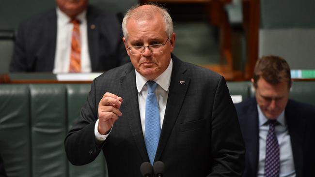 Prime Minister Scott Morrison during Question Time on Tuesday. Picture: Getty Images