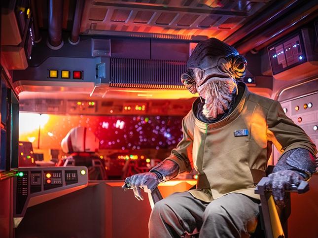 Lieutenant Bek, one of Walt Disney’s several advanced audio-animatronics, during the Rise of the Resistance experience at the Star Wars: Galaxy’s Edge at Disney World in Orlando, Florida. Picture: Supplied