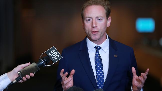 SA Water Minister David Speirs speaks to the media after the Murray Darling Basin Ministerial Council meeting. Picture: AAP / Sarah Marshall